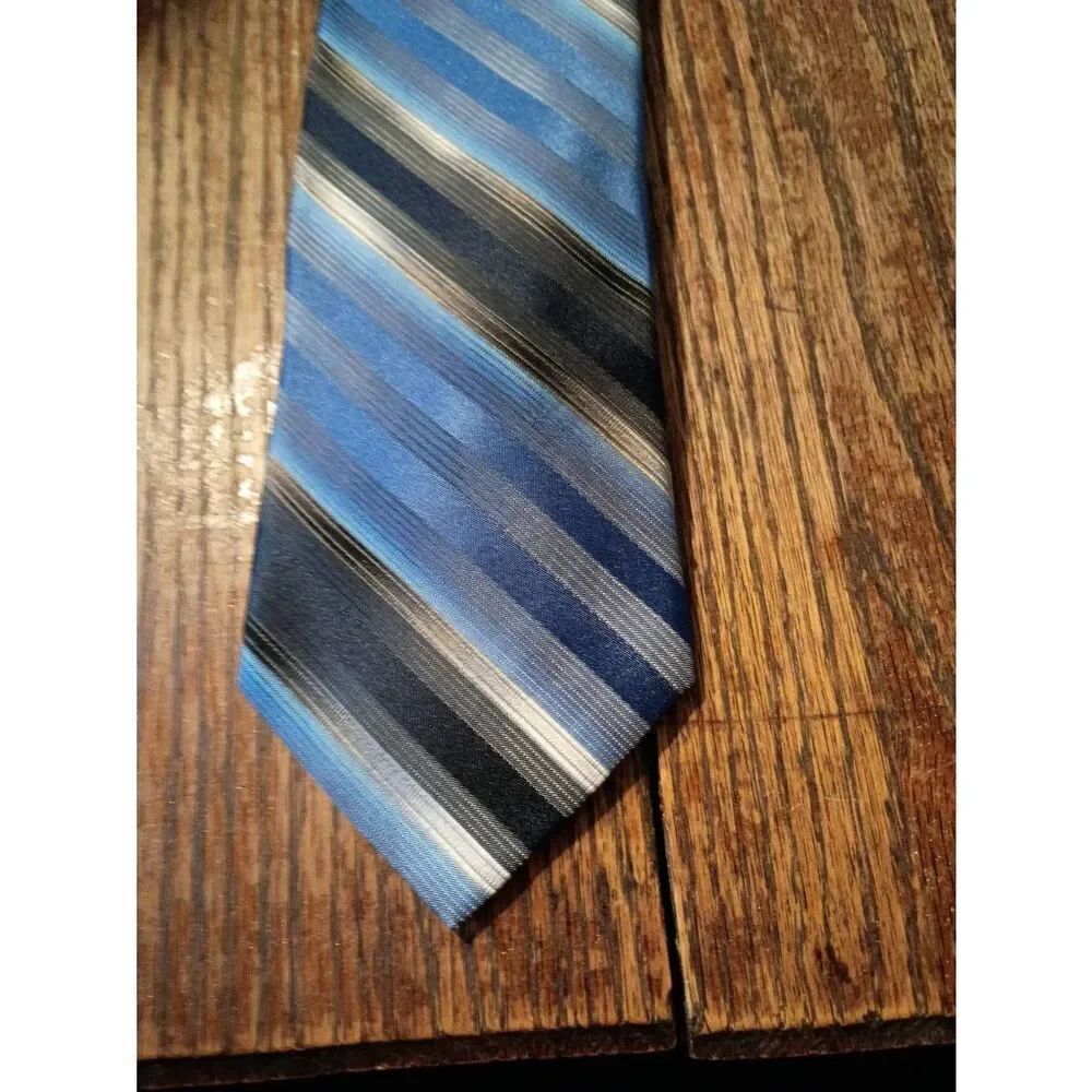 Murano Blue Grey Silver 100% Silk Neck Tie Office Wedding Formal Church Business